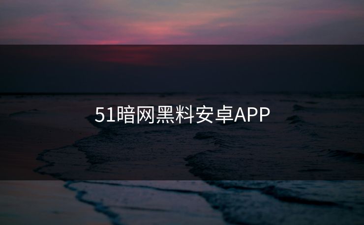 51暗网黑料安卓APP 51暗网黑料安卓APP