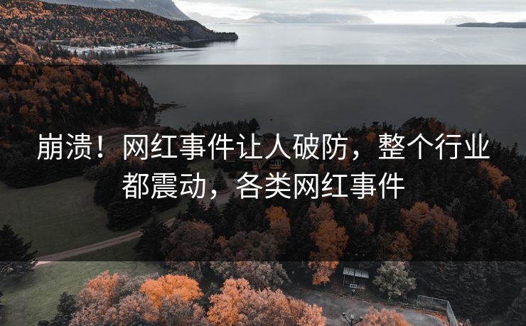 崩溃！网红事件让人破防，整个行业都震动，各类网红事件