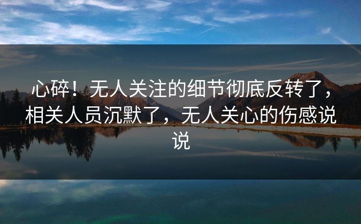 心碎！无人关注的细节彻底反转了，相关人员沉默了，无人关心的伤感说说